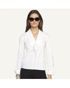 Ralph Lauren Black Label Ruffled Cotton Blouse - Lyst