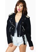 Nasty Gal Heavy Metal Denim Moto Jacket - Lyst