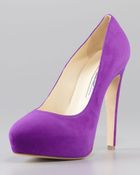 Brian Atwood Suede Hidden-Platform Pump - Lyst
