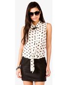 Forever 21 Scratched Polka Dot Print Shirt - Lyst