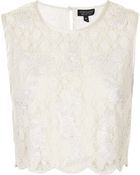 Topshop Daisy Sequin Lace Crop Top - Lyst