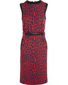 Christopher Kane Leather Trimmed Leopard Print Pontã Dress - Lyst