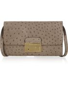 Michael Kors Gia Ostricheffect Leather Clutch - Lyst