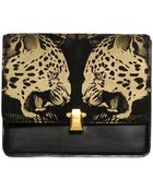 Roberto Cavalli Hera Leopard Print Leather Shoulder Bag - Lyst