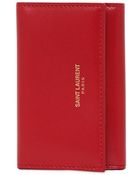Saint Laurent Brushed Leather Small Flap Wallet - Lyst