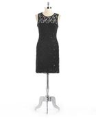 Adrianna Papell Embellished Lace Illusion Dress - Lyst