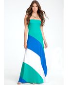 Bebe Colorblock Strapless Maxi Dress - Lyst