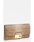 Michael Kors Gia Python Embossed Clutch - Lyst