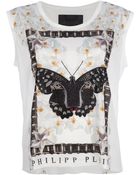 Philipp Plein Butterfly Print Tshirt - Lyst