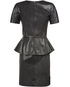 McQ by Alexander McQueen Leather Peplum Dress - Lyst