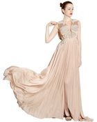 Maria Lucia Hohan Chain Embroidered Silk Tulle Long Dress - Lyst