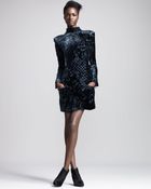 Balmain Womens Velvet Devore Mockneck Dress - Lyst