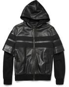 Givenchy Double-Sleeved Leather-Stripe Cotton Bomber Jacket - Lyst