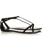 Saint Laurent Janis Suede and Metallic Leather Sandals - Lyst
