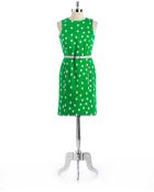 Anne Klein Belted Polka Dot Dress - Lyst
