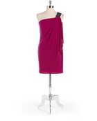 Betsy & Adam Beaded One-Shoulder Draped Dress - Lyst