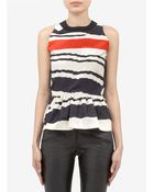 Preen By Thornton Bregazzi Printed Watermark Peplum Top - Lyst