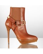 Ralph Lauren Collection Vira Vachetta Buckled Bootie - Lyst