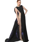 Antonio Berardi Embroidered Tulle and Cady Long Dress - Lyst