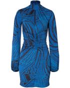 Emilio Pucci Silk Print Dress In Cobalt - Lyst