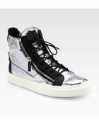 Giuseppe Zanotti Crackle Foil Hightop Sneakers - Lyst