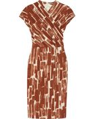 Bottega Veneta Printed Wool-Crepe Wrap-Effect Dress - Lyst