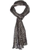 Saint Laurent Crinkled Leopard Print Scarf - Lyst