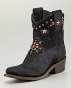 Ash Cox Studded Calf Hair Cowboy Ankle Boot - Lyst