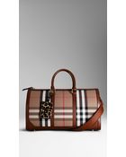 Burberry The Boston in House Check and Leather - Lyst