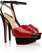 Charlotte Olympia Pout Patentleather and Suede Sandals - Lyst