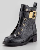 Giuseppe Zanotti Embossed Laceless Combat Boot - Lyst