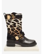 Giuseppe Zanotti Leopard Calfhair and Leather Biker Boots - Lyst