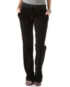 Juicy Couture Velour Boot Cut Pants with Snap Pockets - Lyst