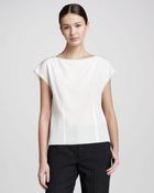 Marc Jacobs Womens Crepe De Chine Capsleeve Top Ivory - Lyst