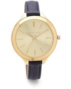 Michael Kors Leather Slim Runway Watch - Lyst