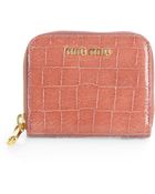 Miu Miu Embossed Leather Ziparound Wallet - Lyst