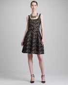 Oscar de la Renta Scoopneck Belted Lace Dress - Lyst