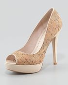 Pour La Victoire Ava Patentheel Cork Pump Beigegold - Lyst