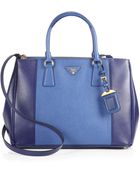 Prada Saffiano Bicolor Double Zip Tote - Lyst