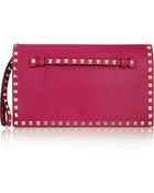 Valentino The Rockstud Leather Clutch - Lyst
