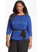 Alex Evenings Belted Lace Blouse - Lyst