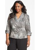 Alex Evenings Print Wrap Blouse - Lyst
