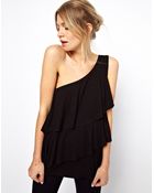 Asos Top with One Shoulder and Ruffle Detail - Lyst