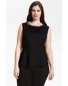 DKNY Embellished Peplum Top - Lyst