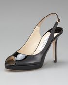 Jimmy Choo Peeptoe Patent Slingback - Lyst