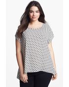 Pleione Scoop Neck Woven Tee - Lyst