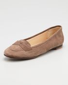 Manolo Blahnik Hoiana Suede Penny Loafer - Lyst