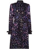Versace Belted Floral Trench - Lyst