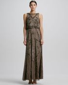 Aidan Mattox Deco Beaded Sleeveless Gown - Lyst