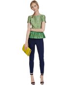 Oscar de la Renta Slim Crop Front Zip Pant - Lyst